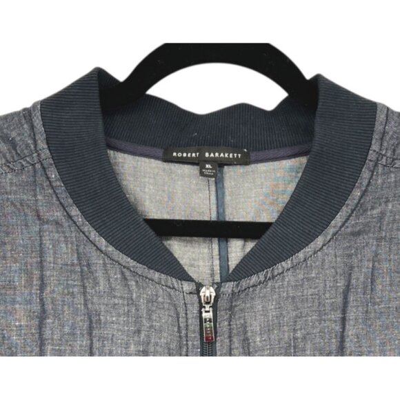 Robert Barakett Harrison Bomber Jacket Cotton Linen Blend Navy Blue Size XL - Picture 11 of 15